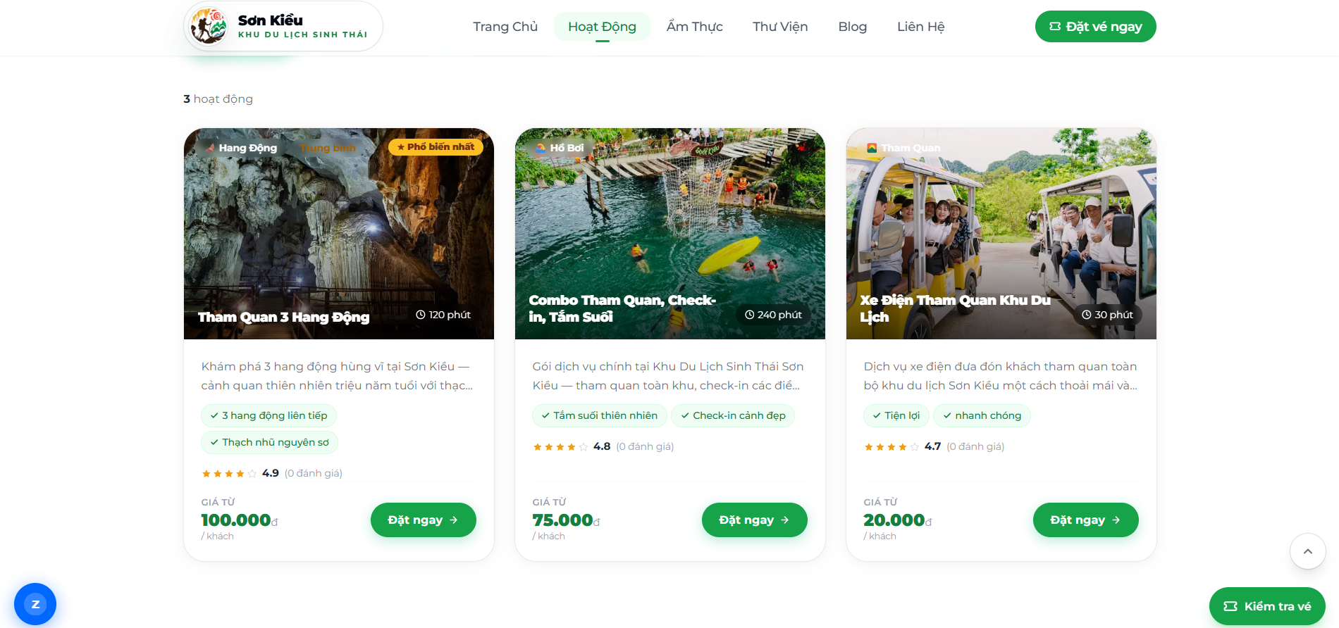 Bảng giá vé Sơn Kiều và cách đặt vé online